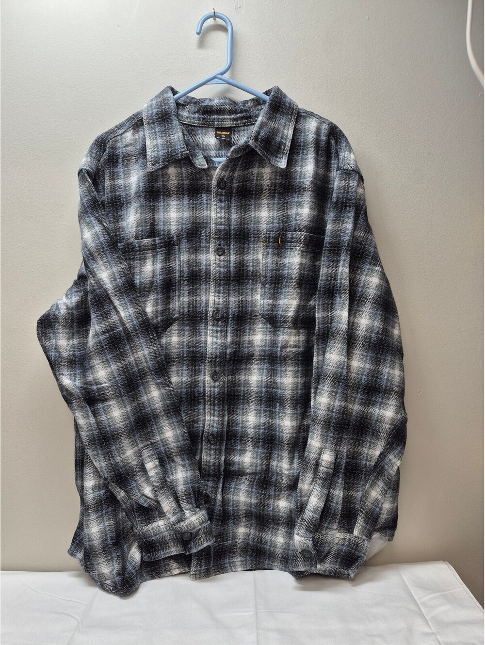 Brahma Men's 2XL Black and White Plaid Flannel Shirt B347